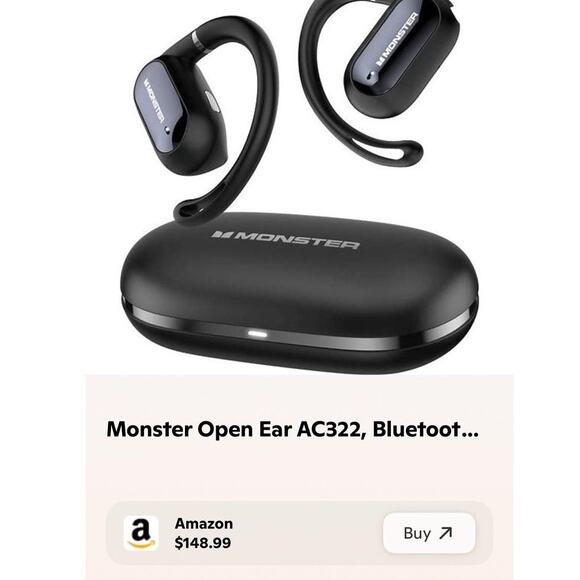 Monster Beats AC322 Bluetooth Headphones - Wireless Open Ear-hook 36hr IPX5 NEW - Picture 7 of 8